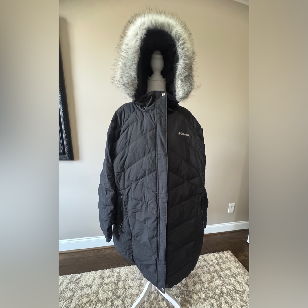Columbia Charcoal Hooded Puffer Jacket Omni Heat 3X. EUC - Picture 10 of 12